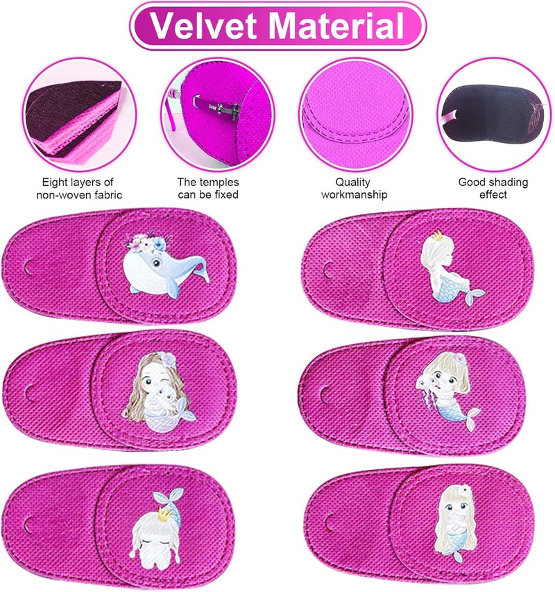 Mvwarj Eye Patches for Kids, 6 Pcs Girls Left Eye Patch for Glasses, Reusable Eye Patch for Lazy Eye Toddler Treating Amblyopia Strabismus and After Surgery (Pink Mermaid) - Image 4